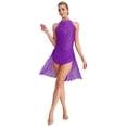 thumbnail image 1 of iefiel Robe de Danse Lyrique pour Femmes avec Strass Robe Asymétrique Jupe en Tulle Fluide en Chiffon Violet TG, 1 of 7