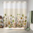 thumbnail image 6 of No Hook Shower Curtain, Sage Green Yellow Spring Floral Shower Curtains for Bathroom with See Through Top Window, Watercolor Botanical Summer Flowers Waterproof Bath Curtain Standard 72"x72", 6 of 9