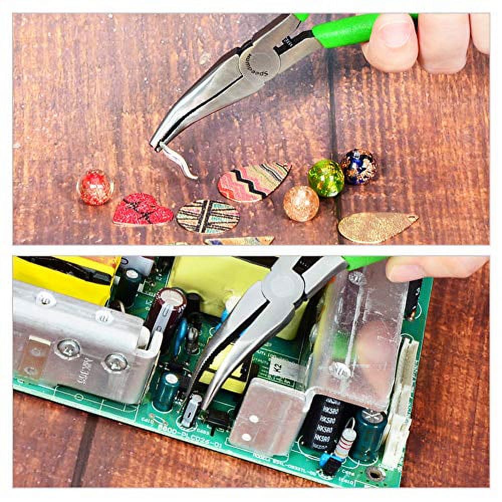 SPEEDWOX 4.5-Inch Mini Bent Nose Pliers – 45° Curved Jaws, Box Joint, Chrome Vanadium Steel For Jewelry & Precision Work