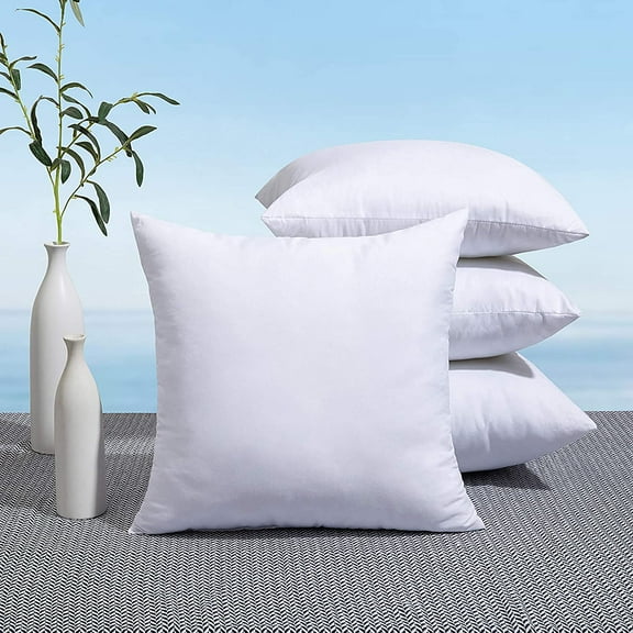 Pack of 4 24x24 Outdoor Pillow Inserts, Water-Resistant Throw Pillow Inserts Decorative Premium Square Pillow Stuffer Sham for Porch Swing Couch Sofa Cushion Patio Furniture