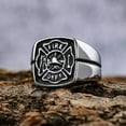 thumbnail image 2 of GKNET Fashion Fire Police Firelighter Trend Men's Stainless Steel Rings Size 8-14-9-Silver/Black, 2 of 6