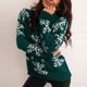 thumbnail image 2 of Suéter de mujer de Navidad 2023 con estampado de copos de nieve, cálido y grueso, informal, holgado, de gran tamaño, de punto, manga larga, cuello redondo, jersey para mujer, 2 of 4