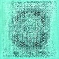 thumbnail image 1 of Ahgly Company Indoor Square Oriental Turquoise Blue Industrial Area Rugs, 8' Square, 1 of 4