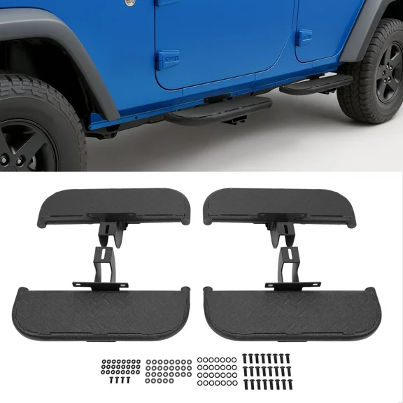 Kojem Side Steps for 2018-2025 Jeep Wrangler JL Unlimited 4-Door, High-Strength Running Boards, Steel Step Bars, Powder-Coated 4-Piece Set