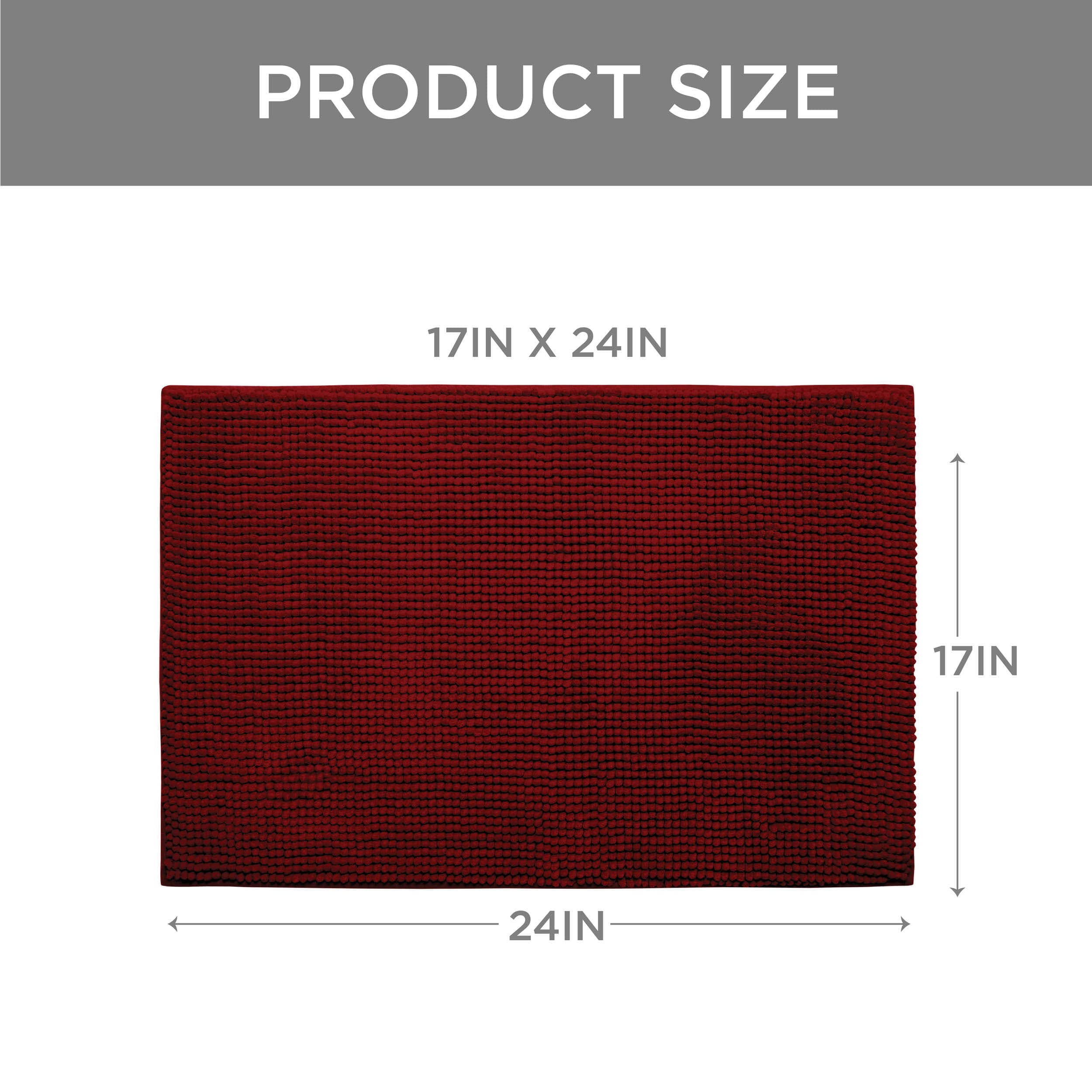 Bounce Comfort Solid Print Dark Red Memory Foam Bath Rug, 2' x 3', Non-Slip