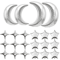 54Pcs Star Foil Balloons Moon Foil Mylar Balloons for Bachelor Party Christmas Anniversary Engagement Wedding Birthday Party Decoration