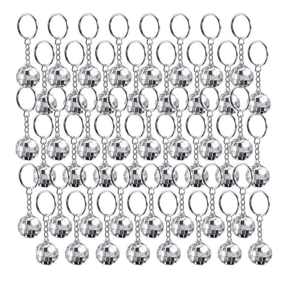 48Pcs Set Disco Keychain Mirror Keyring Reflective Key Chain Pendant