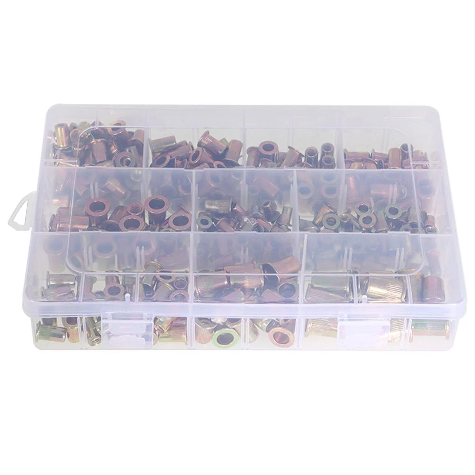CIRCLE- Zinc Steel Rivet Nut Kit 300 Pcs Rivnut Nutsert Assort 150Pcs Metric+150Pcs Sae