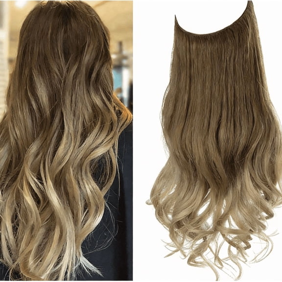 suxuMhao Wig, Synthetic Lace Front Wig Curly Wig with Natural Looking, 22 Inches Ash Brown with Blonde Balayage Lace Wigs Synthetic Wigs Seamless One-Piece Glue-Free Easy Wear Wig, 1 Piece. Style 19