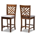 thumbnail image 2 of Baxton Studio Caron Modern and Contemporary Grey Fabric Upholstered Walnut Brown Finished 2-Piece Wood Counter Height Pub Chair Set, 2 of 7