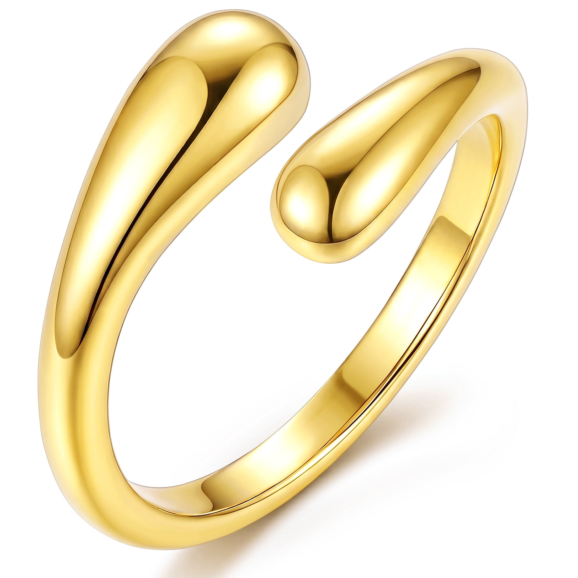 APSVO 18K Gold Plated Teardrop Rings for Women Statement Stackable Non Tarnish Band Wedding Prom Birthday Graduation Mothers Day Jewelry Gifts Teen Mom Her Girlfriend Wife Adults Ideas