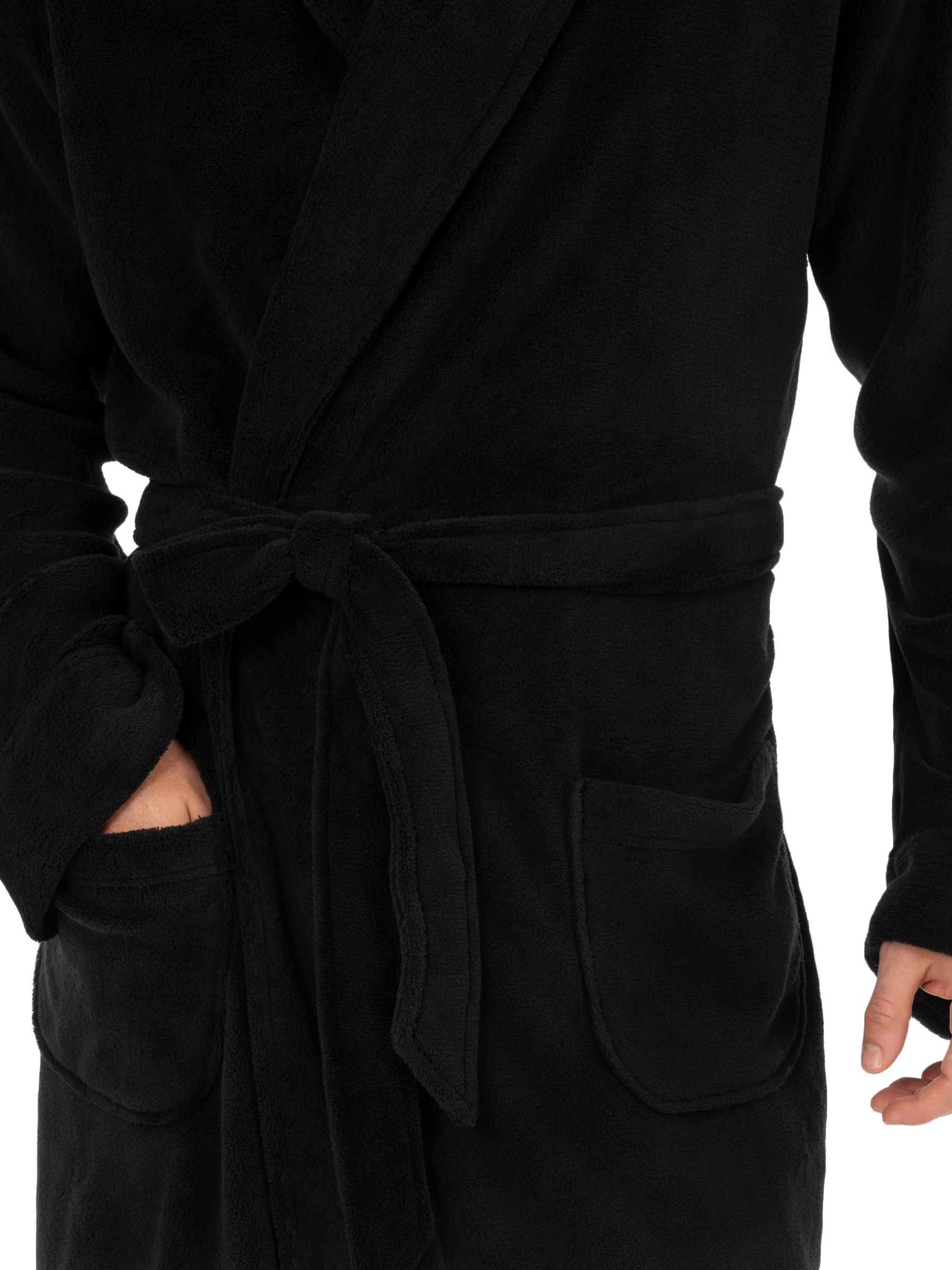Fruit of the Loom Adult Mens Solid Plush Fleece Bathrobe One Size - image 3 of 4