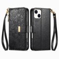 thumbnail image 1 of Flip Case for FOXDOCK iPhone 14 Full Protection Gift Choice Wallet Function Floral Embossed Kickstand Viewing, 1 of 6