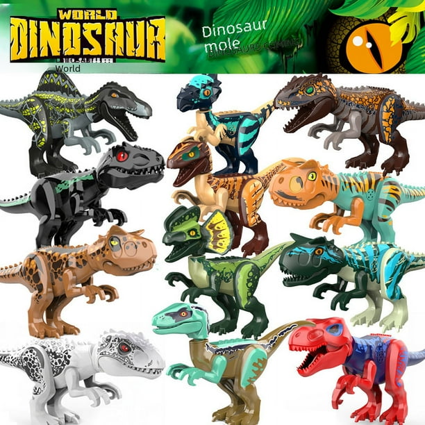 Modelo de juguete de dinosaurio de gran voz, rompecabezas para niños, bloques de construcción ensamblados jurásicos, paquete OPP