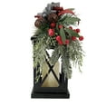 thumbnail image 1 of Holiday Time Metal Black Lantern  with Greenary & Red Berries, 1 of 6
