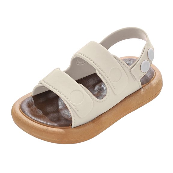 Staki Summer Sandals Girl's Sandals Dressy Ankle Strap Sandal Open Toe Bridal Slides Flats Summer Cute Vacation Sandals(White,8 Toddler)