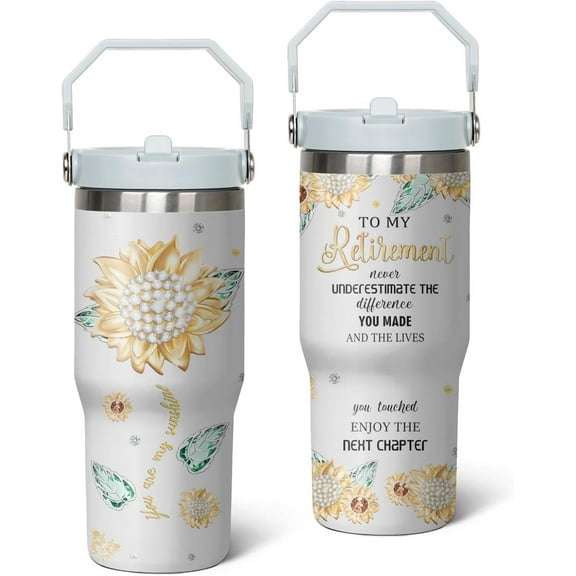 30 Oz Tumbler with Handle and Straw, Double Wall Coffee Travel Mug Spill Proof Leak Proof, Reusable Insulated Water Bottle 30 Oz, Stainless Steel Cup with Handle and Straw Gifts for Women