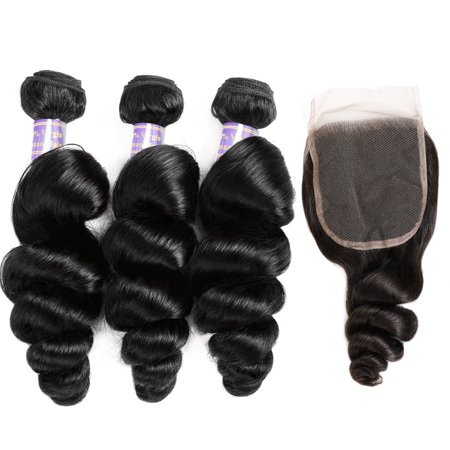 Allove Brazilian Hair Extensions Loose Wave Hair 3pcs Human Hair