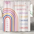 thumbnail image 4 of Rainbow Shower Curtain for Kids, Inspirational Quotes Shower Curtain Set for Bathroom, Abstract Boho Positive Teen Fabric Shower Curtain Restroom Bathtub Decor Accessories with Hooks 72X 72 inch, 4 of 6