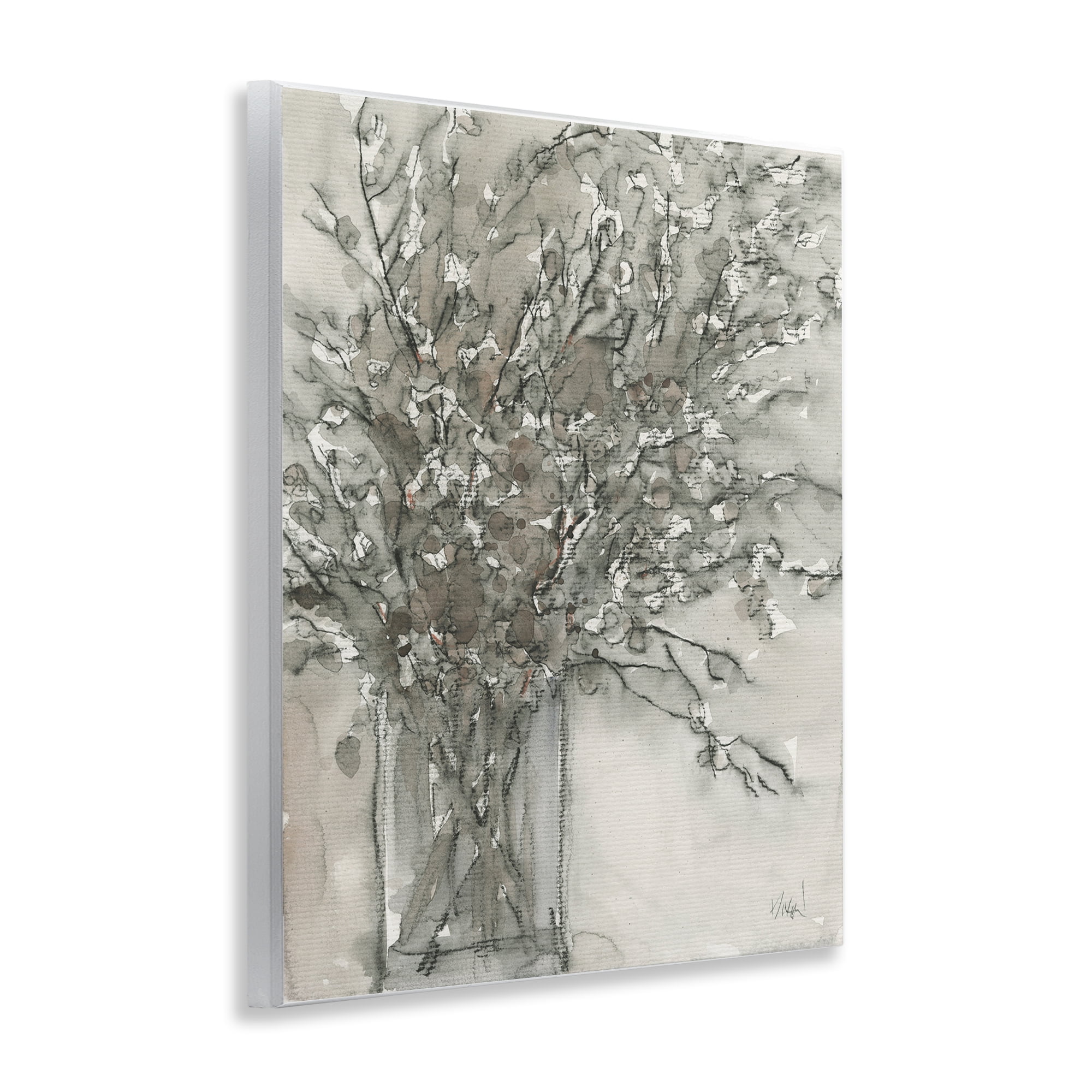 Stupell Industries Grey Charcoal Bouquet Plants & Flowers Painting Unframed Art Print Wall Art, 11 x 14