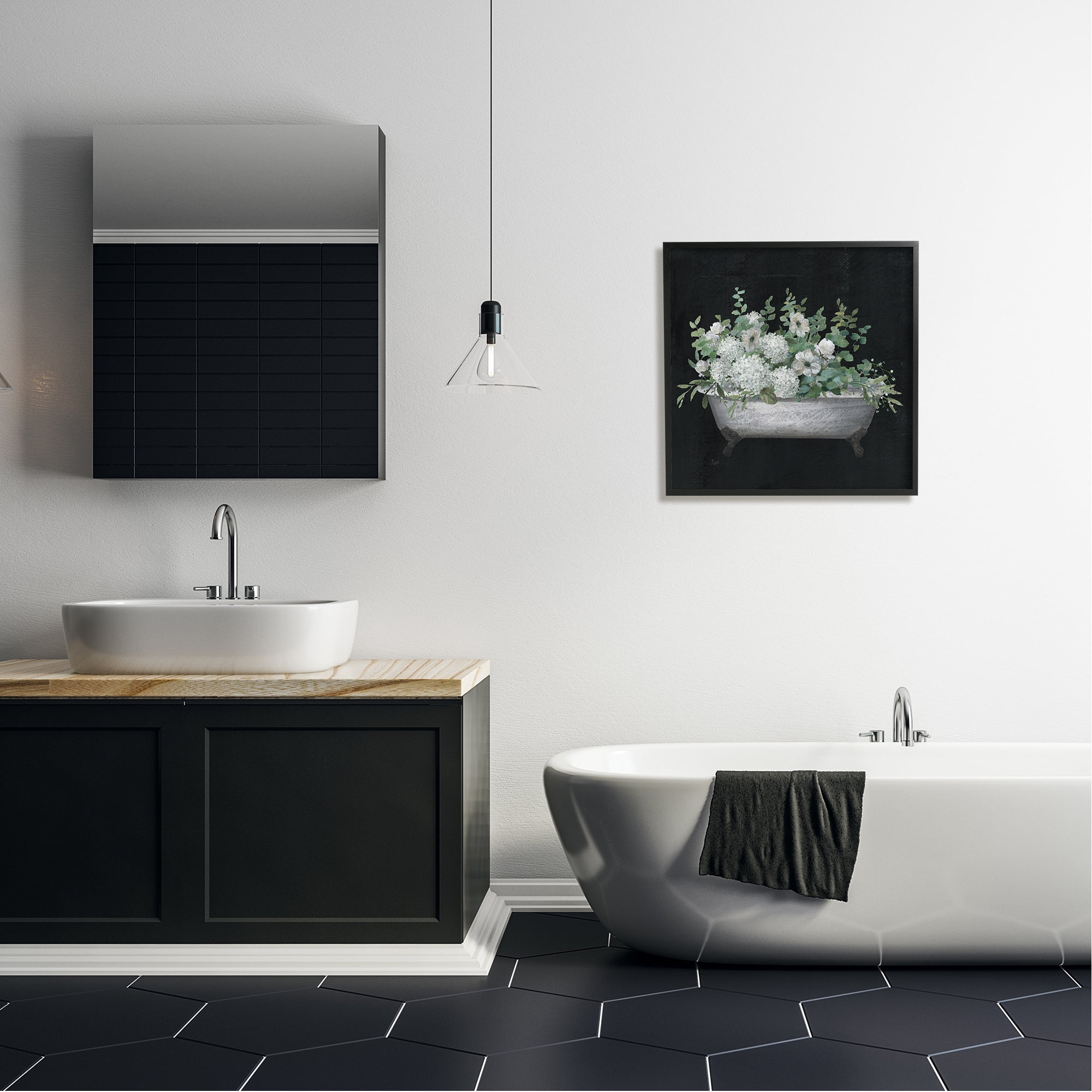 Stupell Industries Vintage Clawed Bathtub Botanical White Flower Bouquet , 24 x 24, Design by Nan