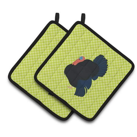 

Caroline s Treasures Norfolk Black Turkey Green Pair of Pot Holders