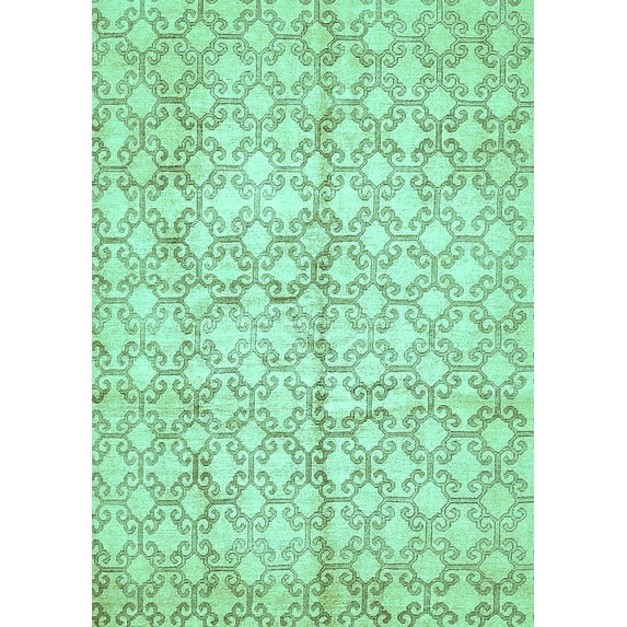 Ahgly Company Machine Washable Indoor Rectangle Abstract Turquoise Blue Modern Area Rugs, 6' x 9'