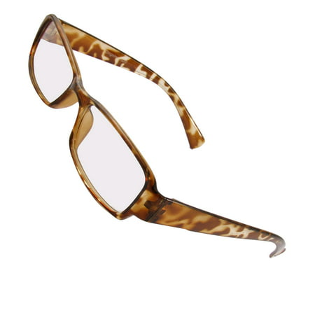 Unique Bargains Unique Bargains Men Women Leopard Pattern Arms Clear Lens Plano Plain Glasses