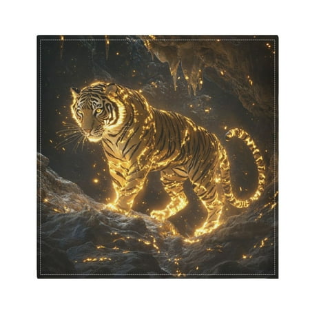 

WOBOGO Golden Tiger Cloth Napkins 4 Pieces Soft Elegant Touch Durable Absorbent Quick Drying for Elegant Dining