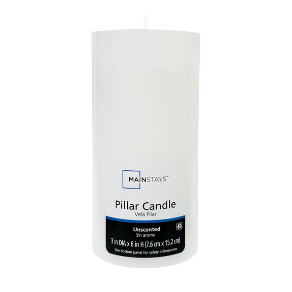 Mainstays Unscented Pillar Candle, 3 x 6 Inches, White