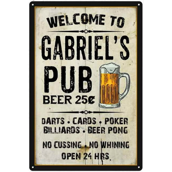 GABRIEL'S Pub Sign Vintage Man Cave Bar 8 x 12 High Gloss Metal 208120028223