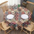 thumbnail image 3 of Orange Ethnic Rhombus Pattern Round Tablecloth 60"x60",Wrinkle Wipeable Table Cloth for Kitchen Dining Room Picnic Patio Party, 3 of 6