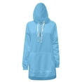thumbnail image 4 of Fiaer,Women's Half Zip Long Hoodies,2025 Fall Oversized Long Sleeve Side Split Drawstring Loose Fit Casual Fashion Pure Tunic Hooded Sweatshirts Warm Breathable Cozy Hooded Pullovers Sky Blue M, 4 of 5
