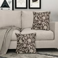 thumbnail image 5 of Dark Brown Floral Pillow Covers 16x16 Set of 2 Brown Cream Vintage Flower Block Print Pattern Decorative Throw Pillowcases Outdoor Rustic Farmhouse Square Cushion Cases Decor for Home Couch Sofa Bed, 5 of 7