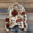 thumbnail image 6 of Long Sleeve Pullover Sweaters For Women O Neck Casual Cute Printing Knit Oversized Sweater for Fall and Winter, Christmas Snowflake Print, Cozy and Festive, Christmas Sweaters for Women ,Beige,L, 6 of 6
