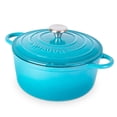 thumbnail image 1 of Olla de hierro fundido con tapa – Cacerola esmaltada antiadherente apta para horno, apta hasta 260 °C – Resistente olla holandesa – Azul, 5 cuartos, 24 cm – de Nuovva, 1 of 5