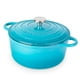 thumbnail image 1 of Olla de hierro fundido con tapa – Cacerola esmaltada antiadherente apta para horno, apta hasta 260 °C – Resistente olla holandesa – Azul, 5 cuartos, 24 cm – de Nuovva, 1 of 5