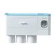 thumbnail image 1 of Soporte de pared para cepillos de dientes sin perforaciones, dispensador automático de pasta de dientes 3 taza azul, 1 of 9