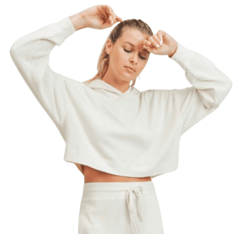 Ribbed cropped hoodie sales