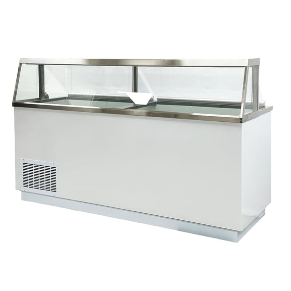 88 in. 16 Tub Ice Cream Gelato Dipping Cabinet Display Freezer, Understorage Big Capacity, Viewing Window, White   88.6''W x 27.6''D x51.4'' H