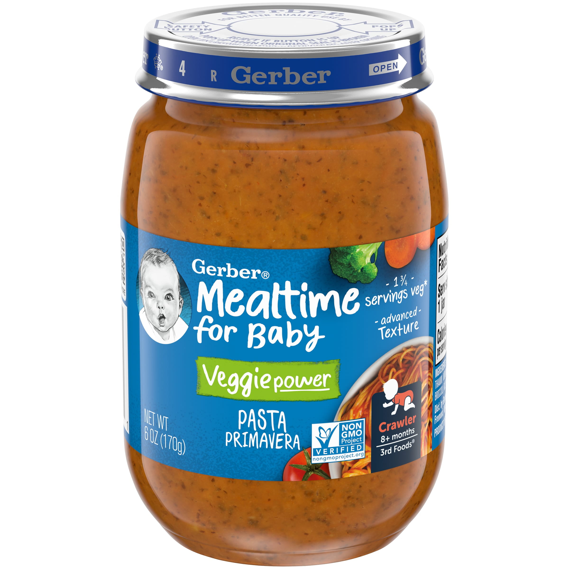 Gerber Stage 3 Baby Food, Pasta Primavera, 6 oz Jar (12 Pack)