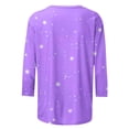 thumbnail image 4 of Timegard Hauts pour Femmes Chemises à Imprimé de Noël Manches 3/4 Blouses Confort Col Ras du Cou Tuniques Hauts Chic Décontracté, 4 of 5