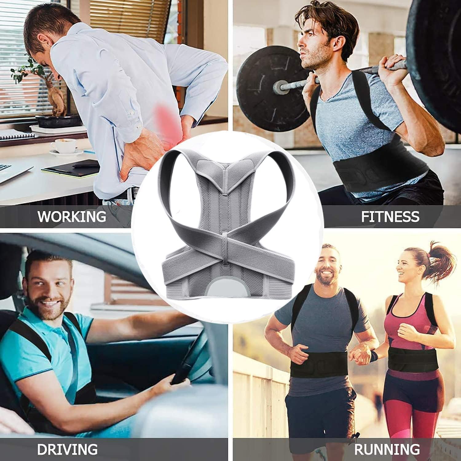 Hfnggwee Posture Corrector Brace for Men & Women - Breathable Lumbar Support Belt to Improve Alignment & Relieve Back, Neck & Shoulder Discomfort A329-409