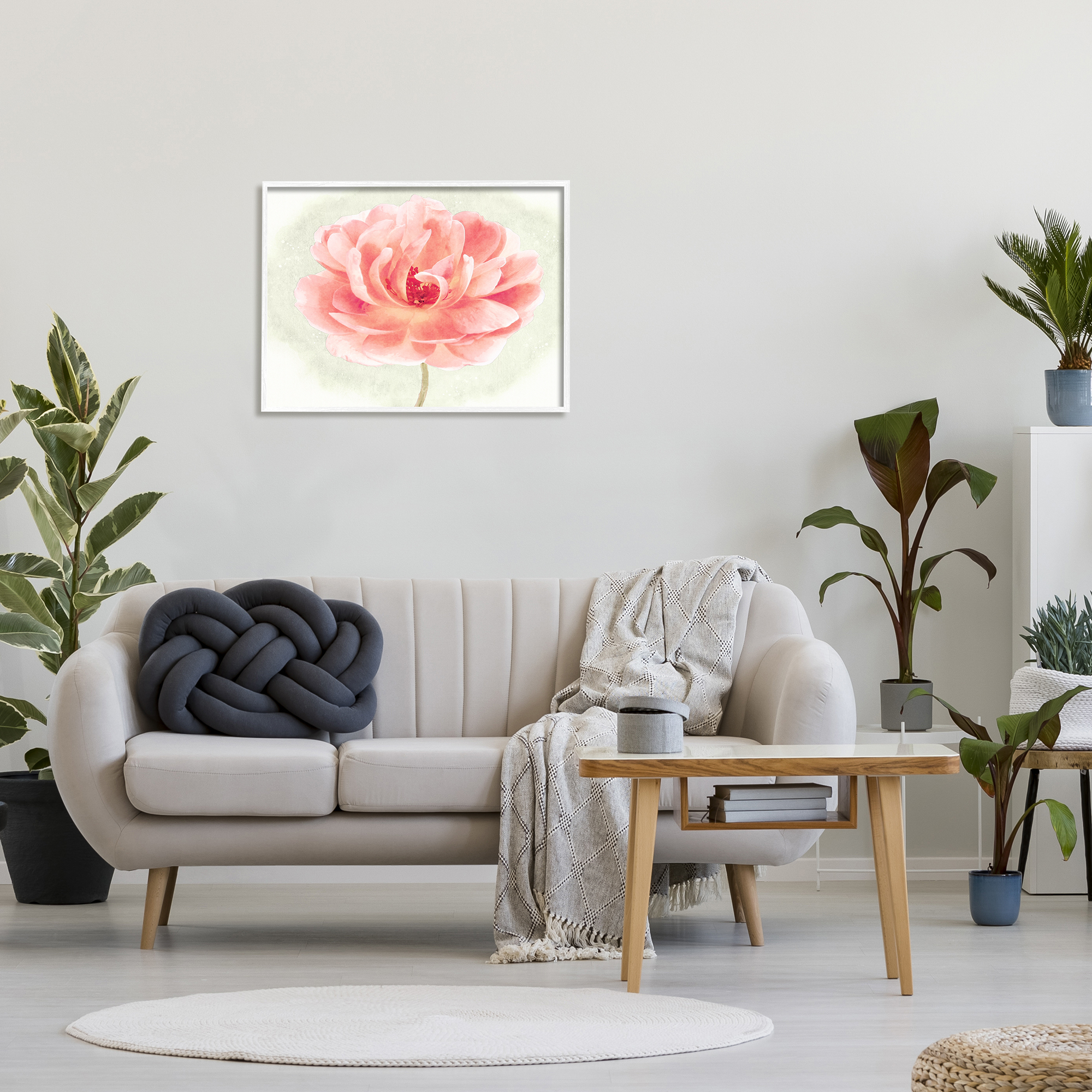 Stupell Industries Soft Pink Peony Botanical & Floral Painting White Framed Art Print Wall Art, 30 x 24
