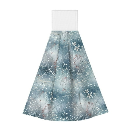 

Zufioo enchanted winter snowflake holly Print Coral Fleece Velcro Hand Towel Hangable Absorbent Hand Towel Suitable for Kitchen Bathroom Household Items