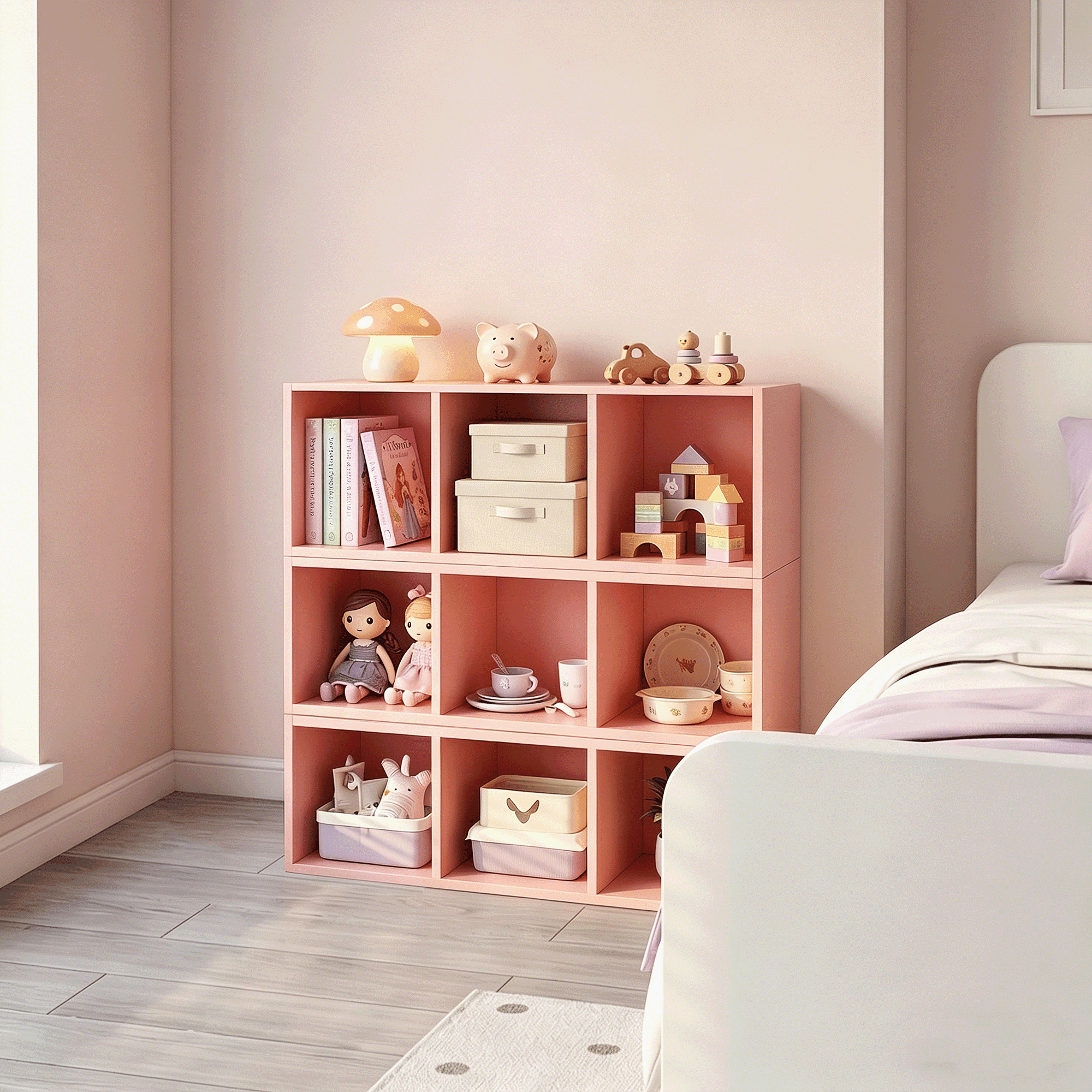 Mifurn 3-Tier Bookshelf Open Shelf Bookcase, Pink