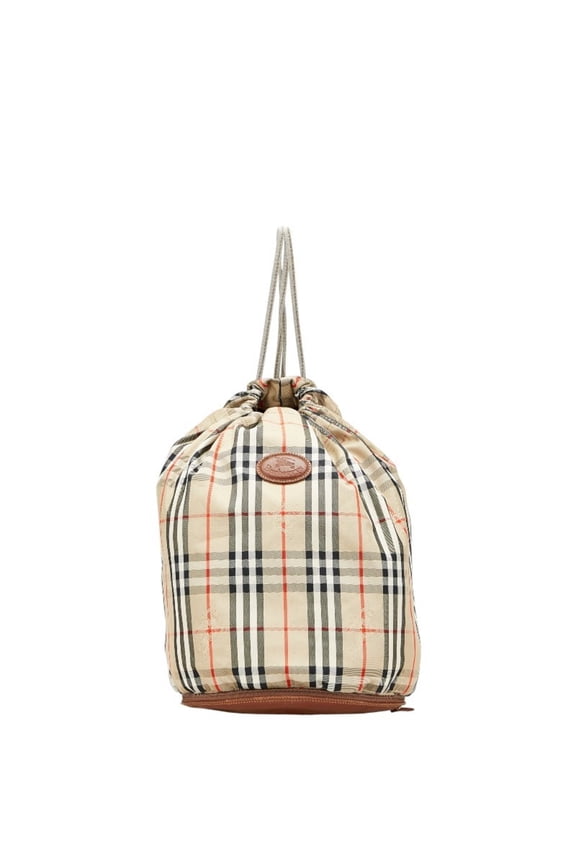 Pre-Owned Burberry Nova Check Shadow Horse Shoulder Bag, Packable Knapsack, Beige/Brown...
