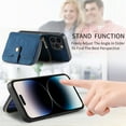 thumbnail image 6 of SaniMore for iPhone 14 Pro (6.1 inch 2022) Case,Wear-resistant PU Leather Skin + Zipper Purse Card Slots Removeable Crossbody Lanyard Stand Shell Shockproof Anti-scratch Drop-resistant, Blue, 6 of 10