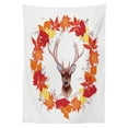 thumbnail image 3 of Ambesonne Deer Tablecloth Rectangular Table Cover, Autumn Leaves Wreath Art, 52"x70", Brown Orange, 3 of 4