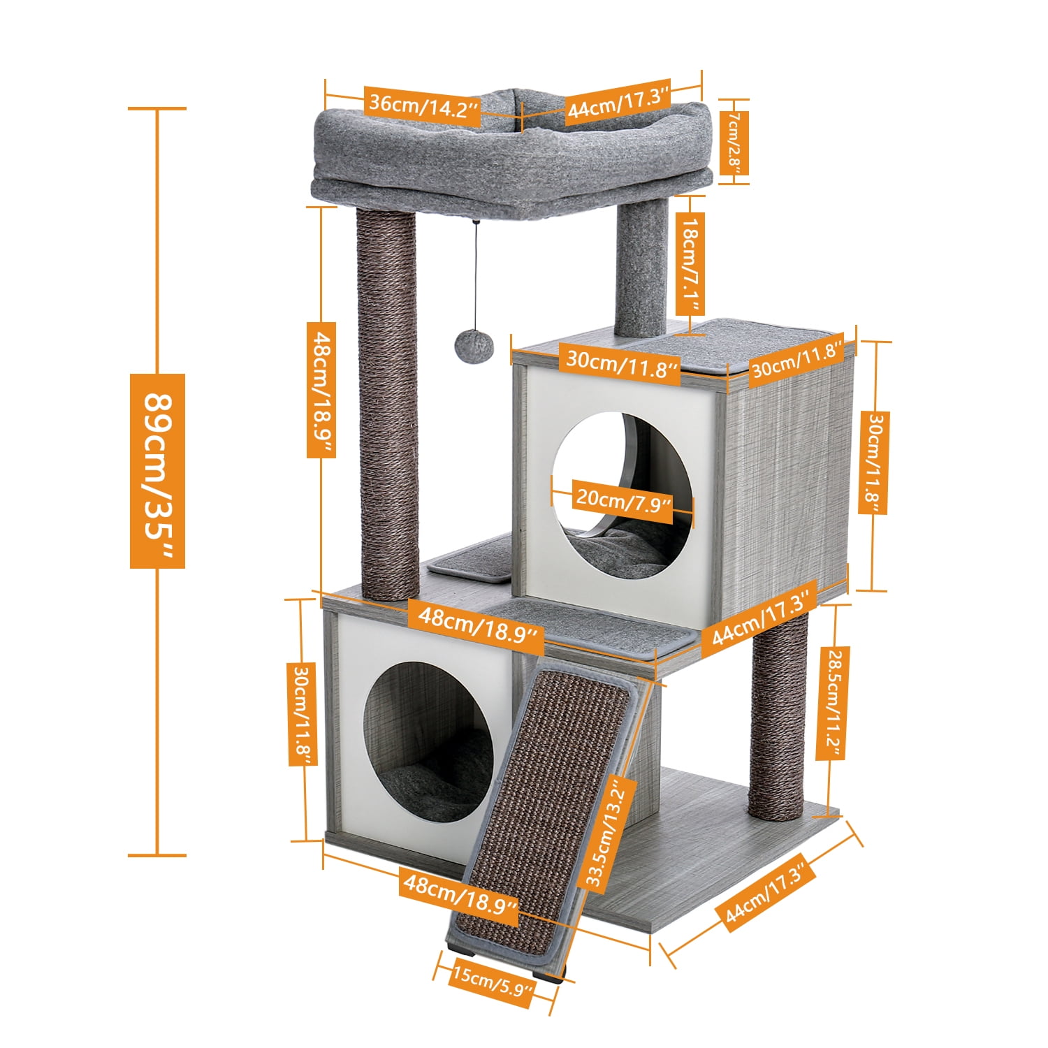 Pefilos 34" Cat Condo for Multiple Cat Tree Houses with Spacious Perch, Cat Tower for Big Cats, Gray Pefilos 34" Cat Condo for Multiple Cat Tree Houses with Spacious Perch, Cat Tower for Big Cats, Gray